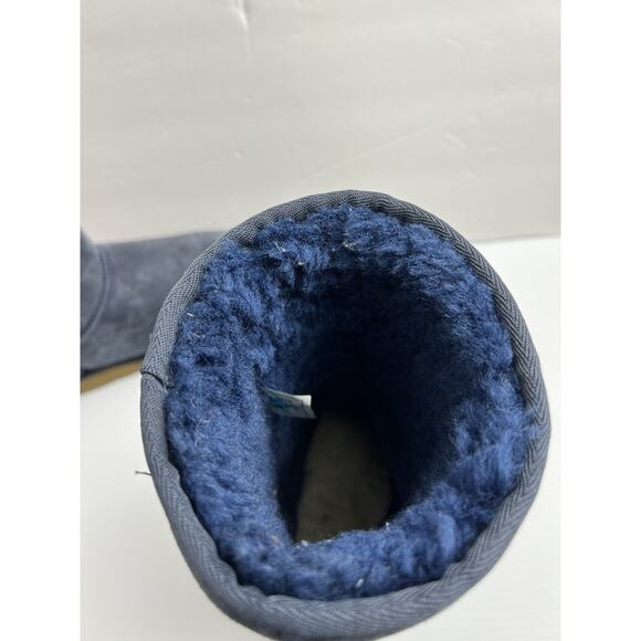 UGG Classic Boots Womens 9 Navy Blue Sheepskin Suede Boots Mid Calf Tall - Picture 5 of 6